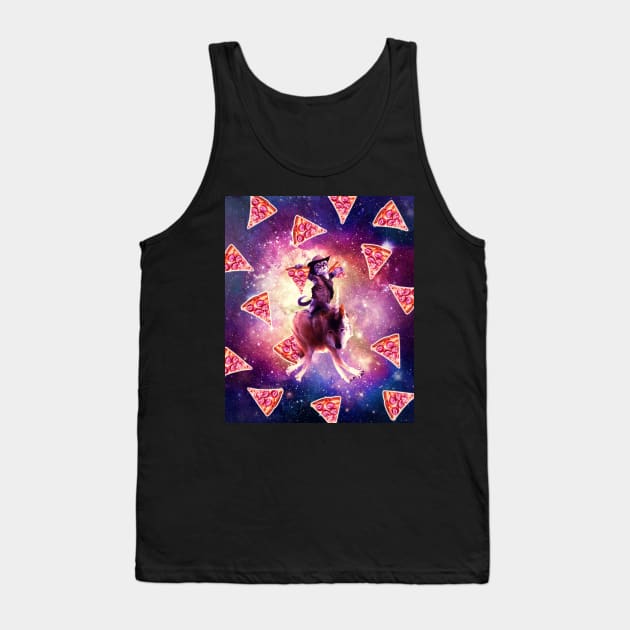 Cowboy Space Cat On Wolf Unicorn - Pizza Tank Top by Random Galaxy